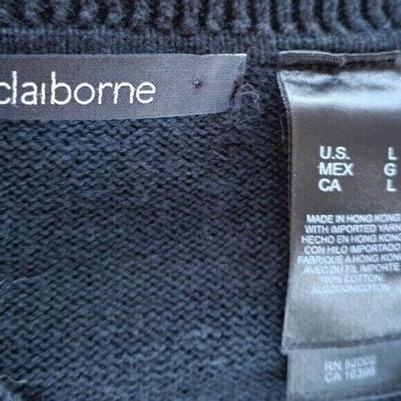 Claiborne Sweater Men's Dad's Large Blue Argyle Cotton grandpacore golf Academia - Picture 5 of 5